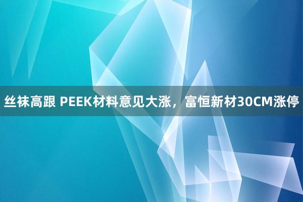 丝袜高跟 PEEK材料意见大涨，富恒新材30CM涨停