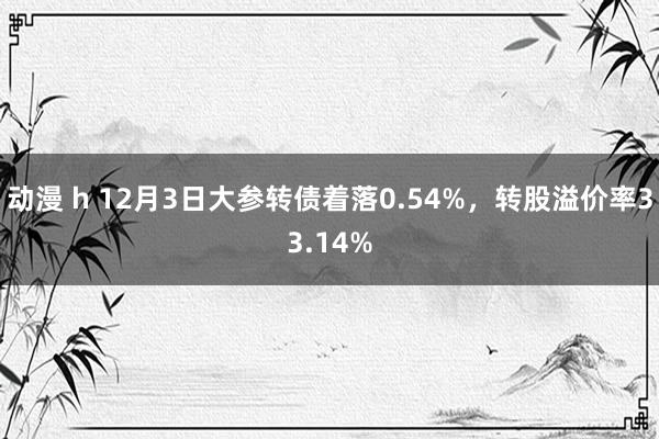 动漫 h 12月3日大参转债着落0.54%，转股溢价率33.14%