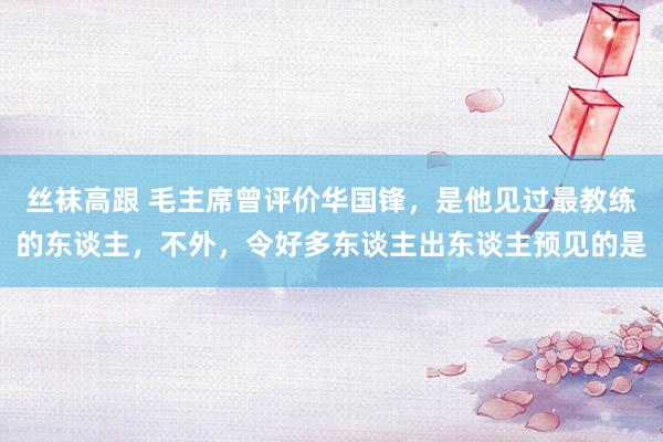 丝袜高跟 毛主席曾评价华国锋，是他见过最教练的东谈主，不外，令好多东谈主出东谈主预见的是