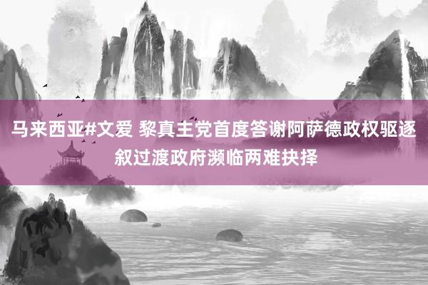马来西亚#文爱 黎真主党首度答谢阿萨德政权驱逐 叙过渡政府濒临两难抉择