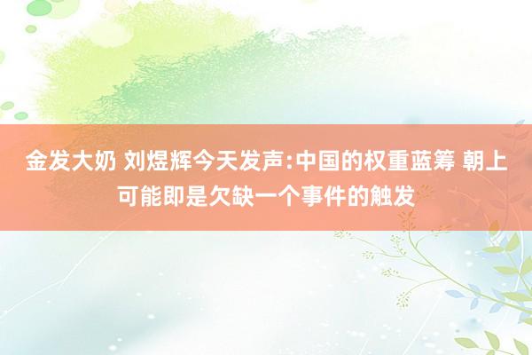 金发大奶 刘煜辉今天发声:中国的权重蓝筹 朝上可能即是欠缺一个事件的触发