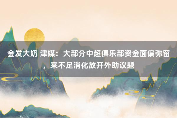 金发大奶 津媒：大部分中超俱乐部资金面偏弥留，来不足消化放开外助议题