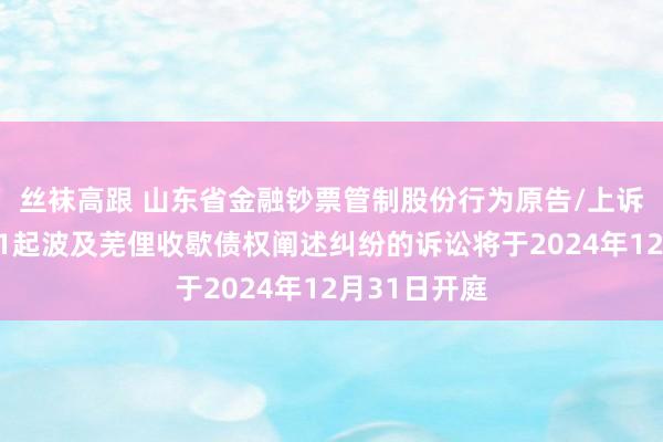 丝袜高跟 山东省金融钞票管制股份行为原告/上诉东说念主的1起波及芜俚收歇债权阐述纠纷的诉讼将于2024年12月31日开庭