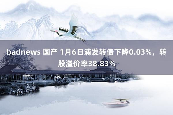 badnews 国产 1月6日浦发转债下降0.03%，转股溢价率38.83%