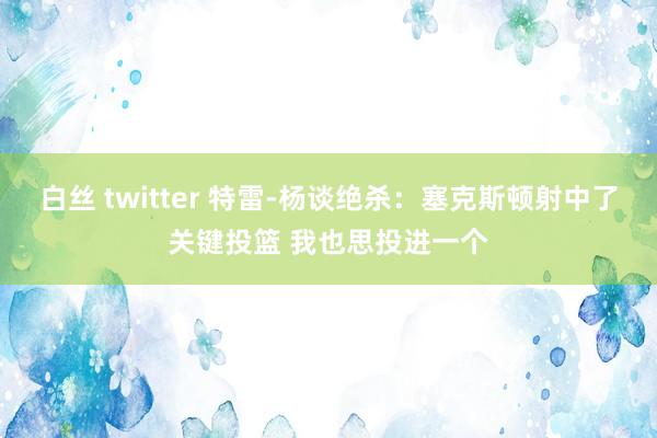 白丝 twitter 特雷-杨谈绝杀：塞克斯顿射中了关键投篮 我也思投进一个